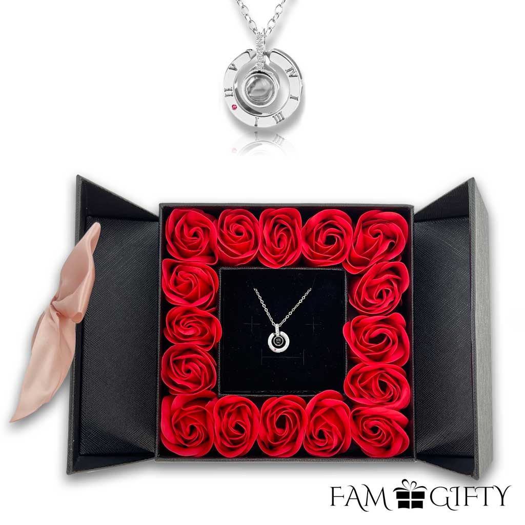 16 Mini Roses smyckeskrin med kärlek halsband set